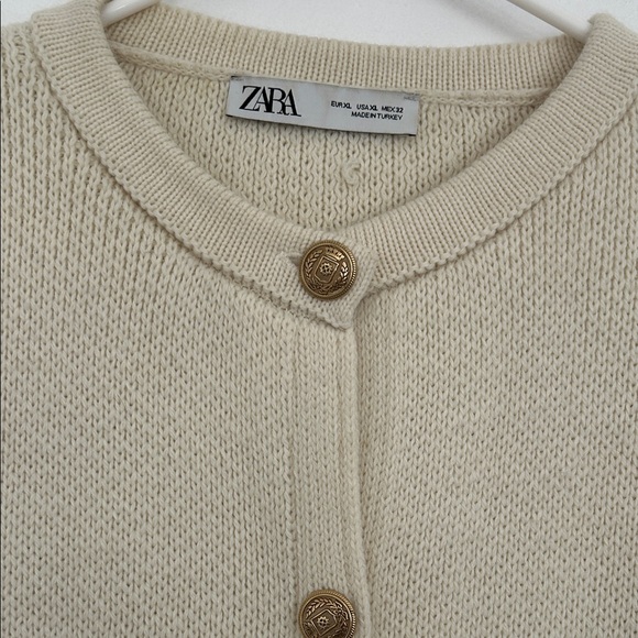 Zara Beige Button-Up Women's Cardigan - Picture 3 of 7